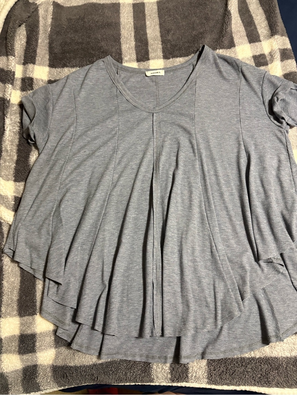 Adora Women's Grey Pleated Short-Sleeve Top